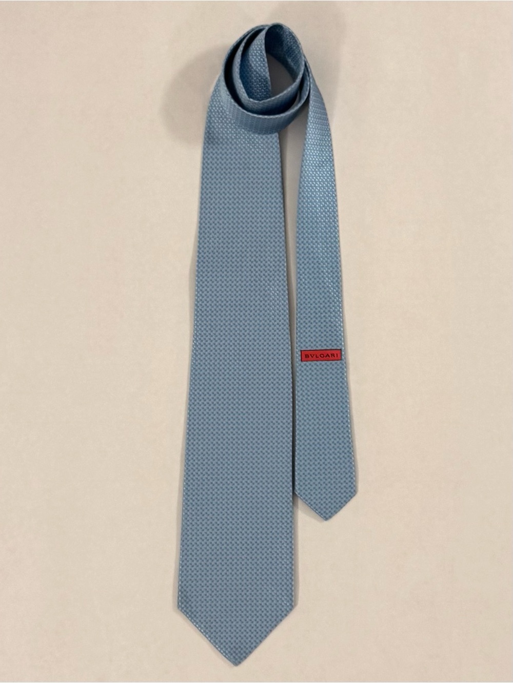 Bvlgari Light Blue Textured Silk Tie